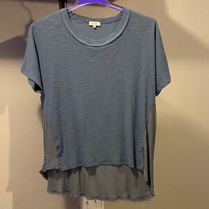 LA MIEL Dusty Blue Layered Short Sleeve Top
